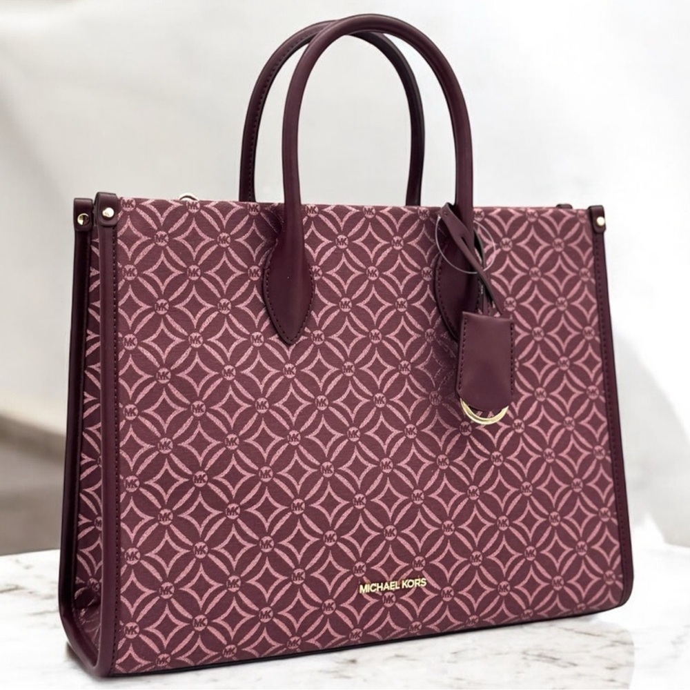 Michael Kors Medium Mirella Tote Bag - Ox Blood Multi - Picture 3 of 10